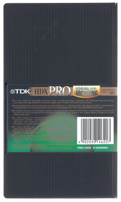 TDK VHS HD-X PRO 120 MIN case back