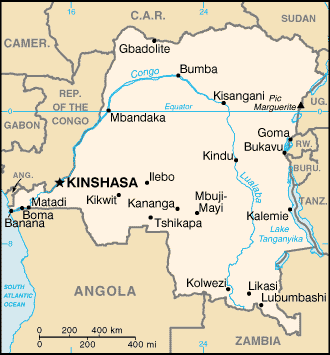 Map of Congo, Democratic Republic of the