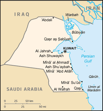 Map of Kuwait